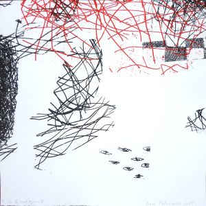 On the road again IV, ets, 2 kleuren, 40cm x40cm 2025